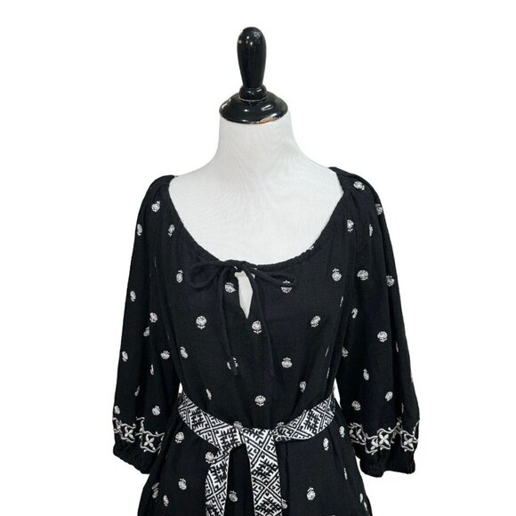 A Loves A Women's S Small Prairie Mini Dress Belted Puff Sleeves Embroidered - Picture 2 of 9